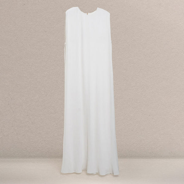 Zarina Inner Pleats Dress - Broken White
