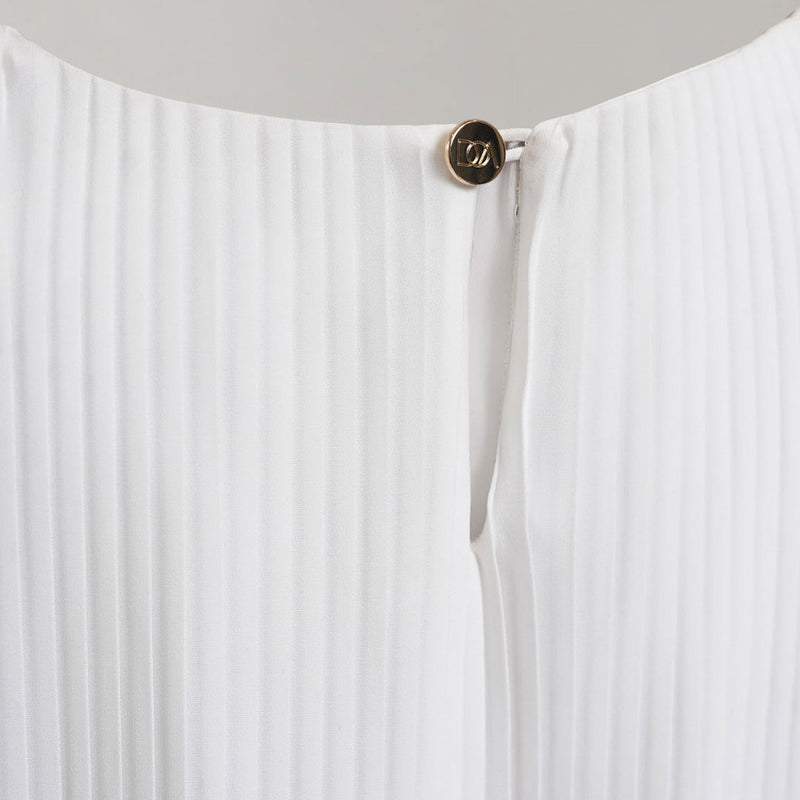 Zarina Inner Pleats Dress - Broken White