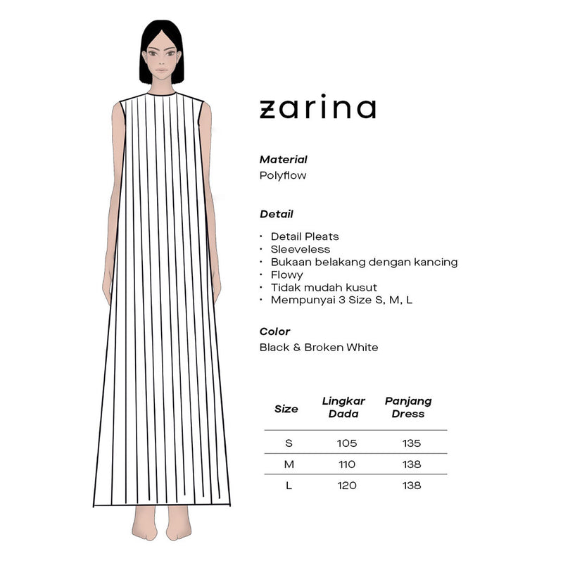Zarina Inner Pleats Dress - Broken White
