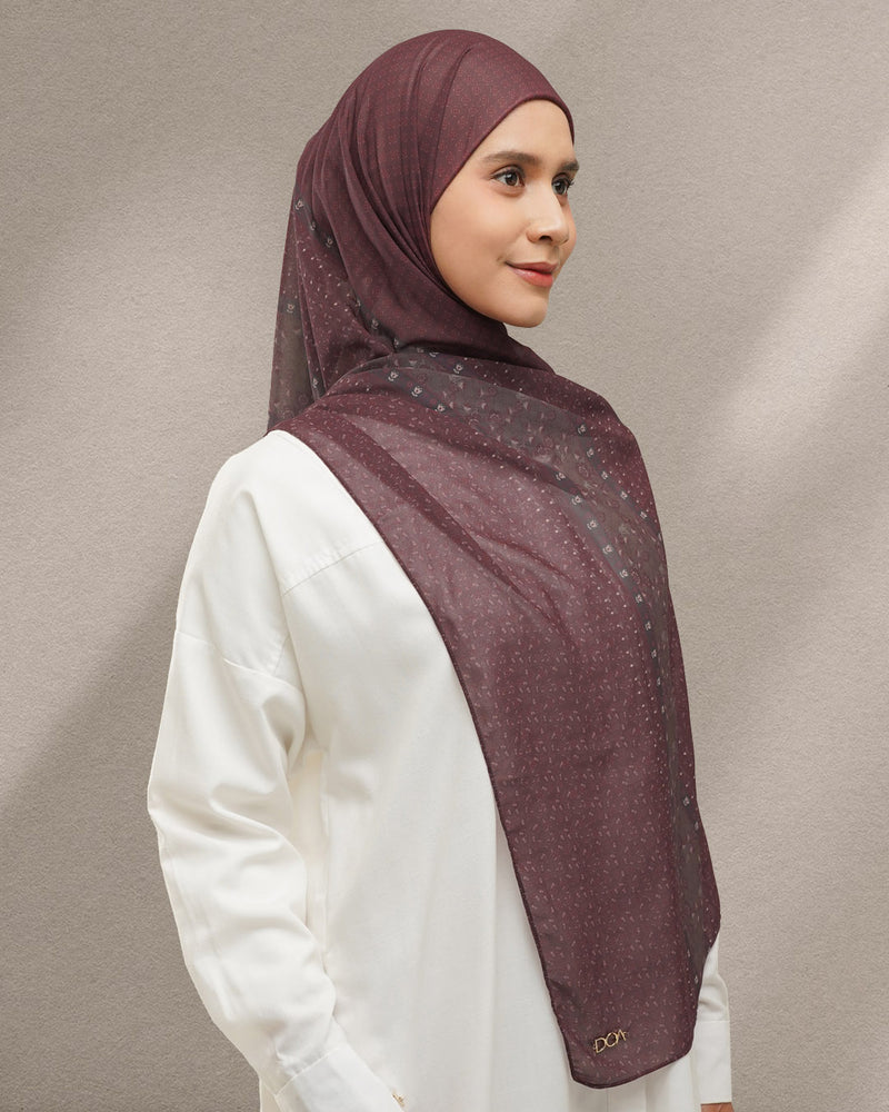 Luna Pashmina Instan - Burgundy