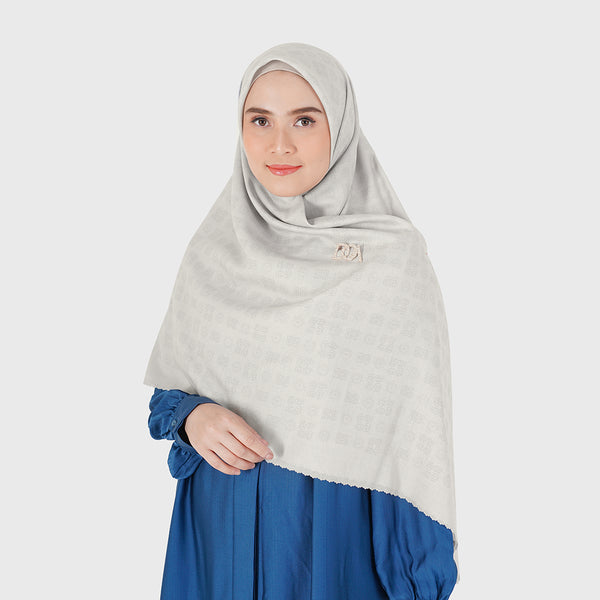 Eleonare Monogram Scarf Syar'i - Egret